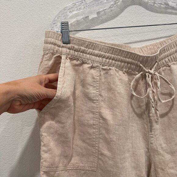 Lands End Drawstring 100% Linen Shorts Womens Sz 1X (16-18)High Rise Tan - Picture 3 of 7